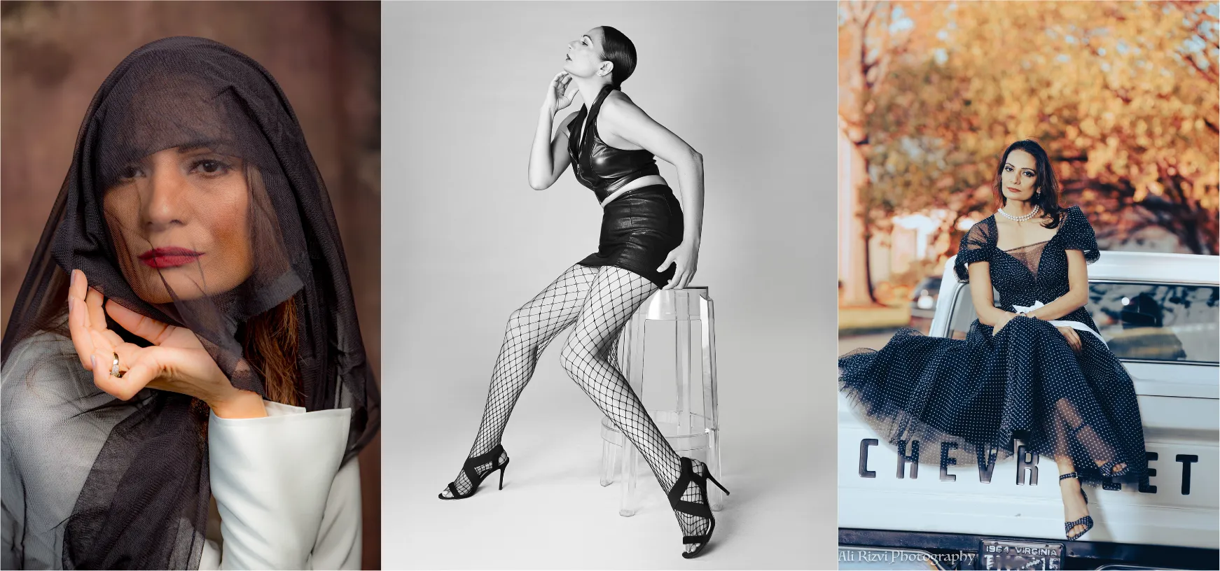 Raz Patel in a three-panel portrait collage